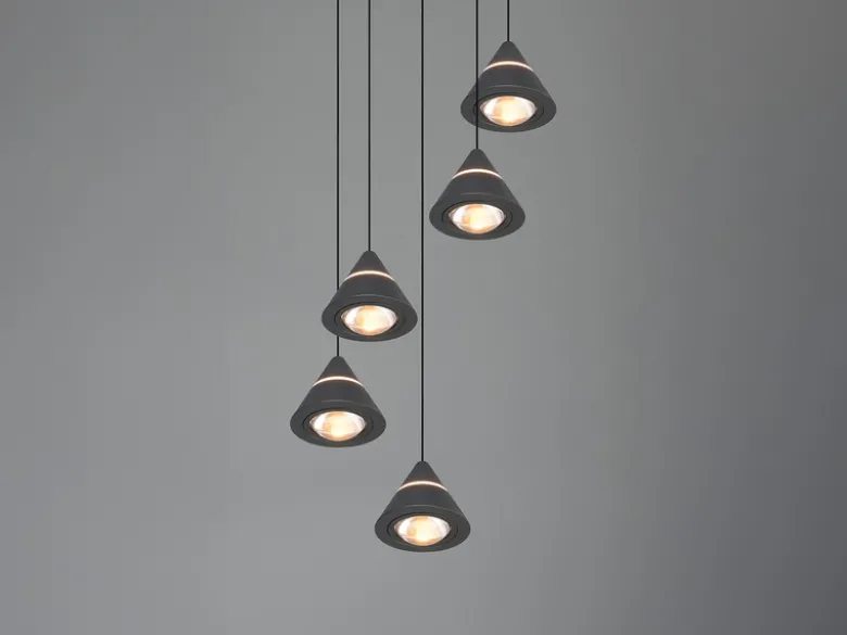 LED Cluster Pendelleuchte ROMEO höhenverstellbar, 5-flammig Schwarz Ø 28cm