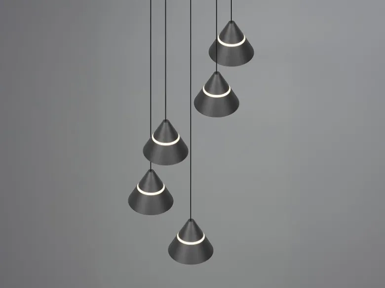 LED Cluster Pendelleuchte ROMEO höhenverstellbar, 5-flammig Schwarz Ø 28cm