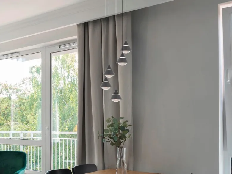LED Cluster Pendelleuchte ROMEO höhenverstellbar, 5-flammig Schwarz Ø 28cm
