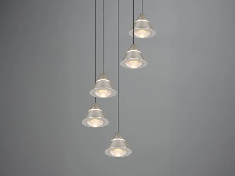 LED Cluster Pendelleuchte ROMEO höhenverstellbar, 5-flammig Silber Ø 28cm