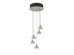 LED Cluster Pendelleuchte ROMEO höhenverstellbar, 5-flammig Silber Ø 28cm
