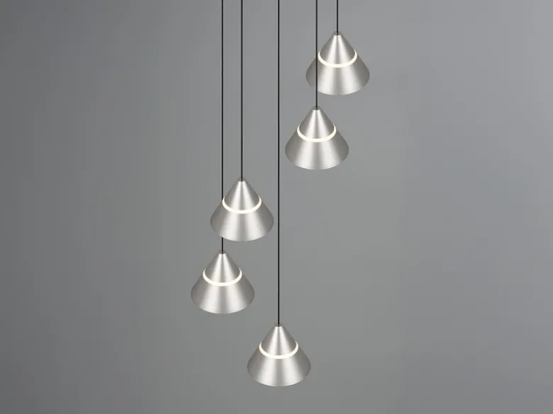 LED Cluster Pendelleuchte ROMEO höhenverstellbar, 5-flammig Silber Ø 28cm