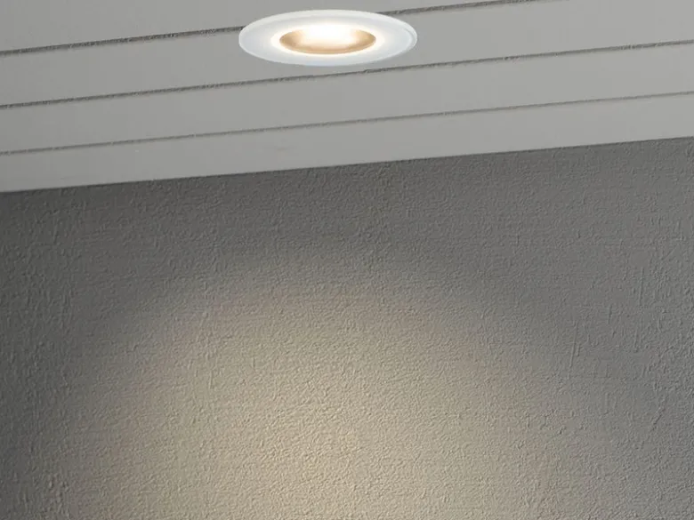 LED Deckeneinbaustrahler OUTDOOR Glasfront mit weißem Rand Ø11cm, IP44