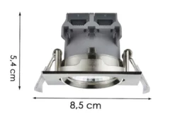 LED Deckeneinbaustrahler PAMIR eckig 3er Set schwenkbar dimmbar Silber matt