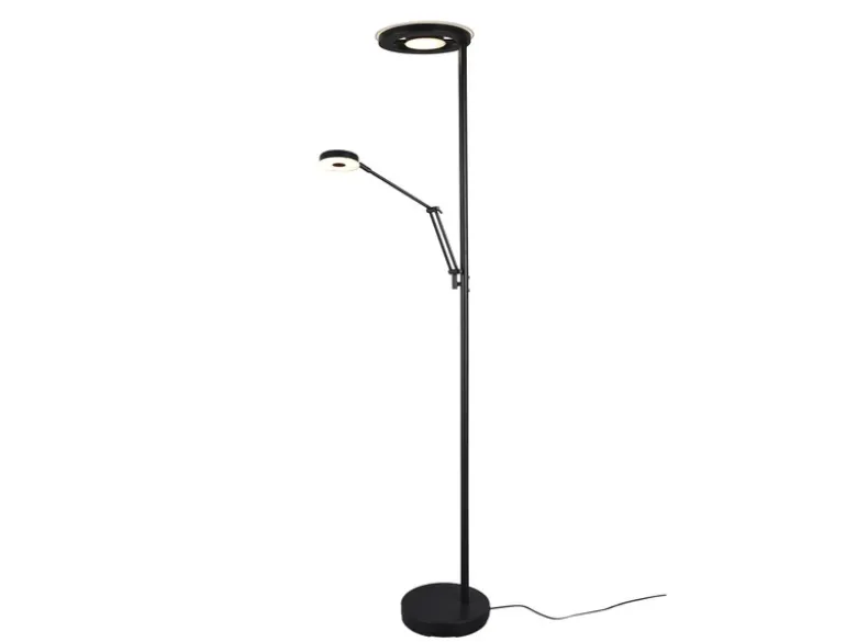 LED Deckenfluter BARRIE mit Leselampe verstellbar Schwarz, Höhe 181cm