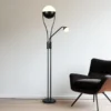 LED Deckenfluter CHRIS mit flexibler Leselampe, Schwarz, Höhe 180cm