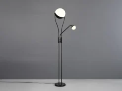 LED Deckenfluter CHRIS mit flexibler Leselampe, Schwarz, Höhe 180cm
