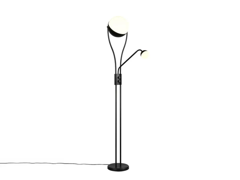 LED Deckenfluter CHRIS mit flexibler Leselampe, Schwarz, Höhe 180cm