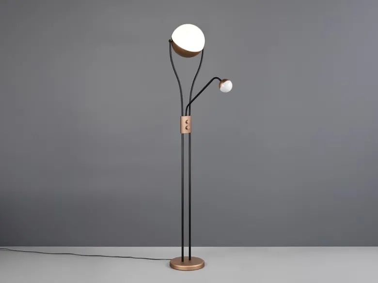 LED Deckenfluter CHRIS mit flexibler Leselampe, Schwarz Coffee, Höhe 180cm