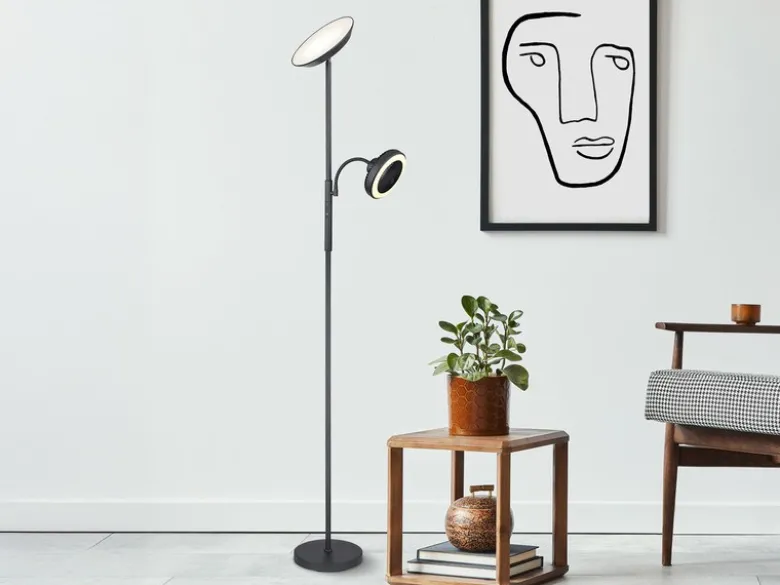 LED Deckenfluter DAVYD dimmbar mit Lesearm & Ventilator, Höhe 178cm