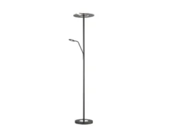 LED Deckenfluter DENT Schwarz mit Leselampe dimmbar, Höhe 180cm