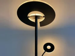 LED Deckenfluter DENT Schwarz mit Leselampe dimmbar, Höhe 180cm