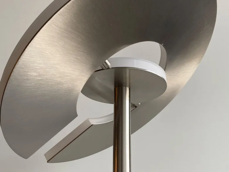 LED Deckenfluter DENT Silber mit Leselampe dimmbar, Höhe 180cm
