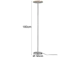 LED Deckenfluter DENT Silber dimmbar, Höhe 180cm