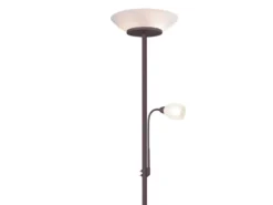 LED Deckenfluter mit Leselampe, Rostoptik & Glasschirme weiß, Höhe 180cm