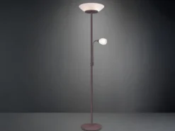 LED Deckenfluter mit Leselampe, Rostoptik & Glasschirme weiß, Höhe 180cm