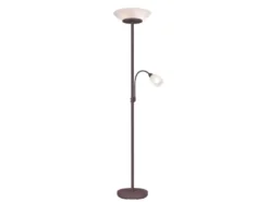 LED Deckenfluter mit Leselampe, Rostoptik & Glasschirme weiß, Höhe 180cm