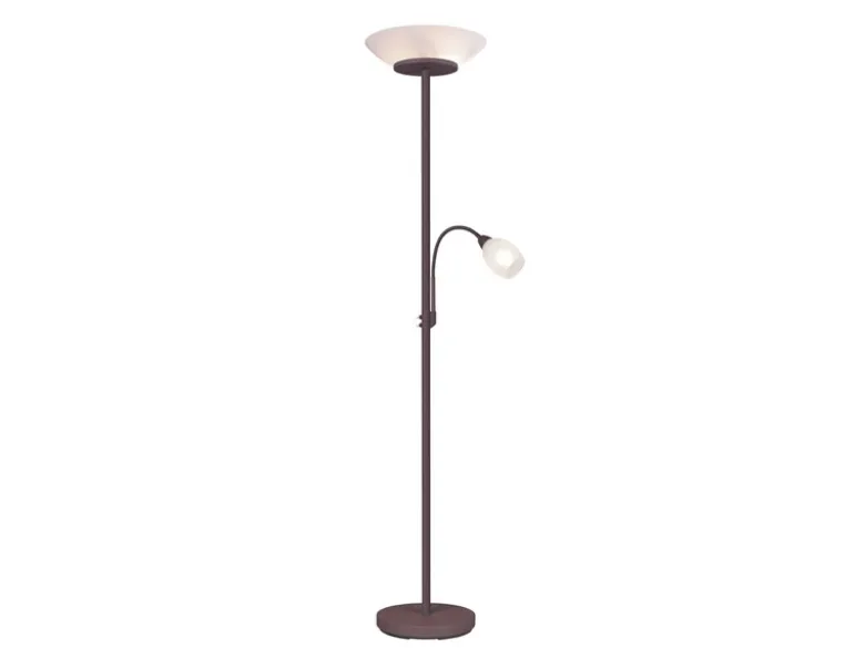 LED Deckenfluter mit Leselampe, Rostoptik & Glasschirme weiß, Höhe 180cm