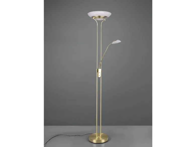 LED Deckenfluter ORSON Messing mit Leselicht, dimmbar flexibel - 180cm