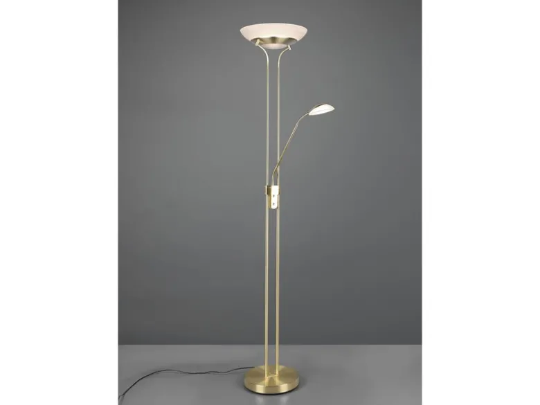 LED Deckenfluter ORSON Messing mit Leselicht, dimmbar flexibel - 180cm