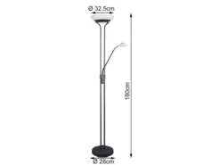 LED Deckenfluter ORSON Schwarz mit Leselicht, dimmbar flexibel - 180cm