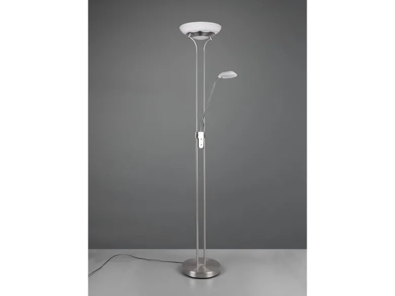LED Deckenfluter ORSON Silber mit Leselicht, dimmbar flexibel - 180cm