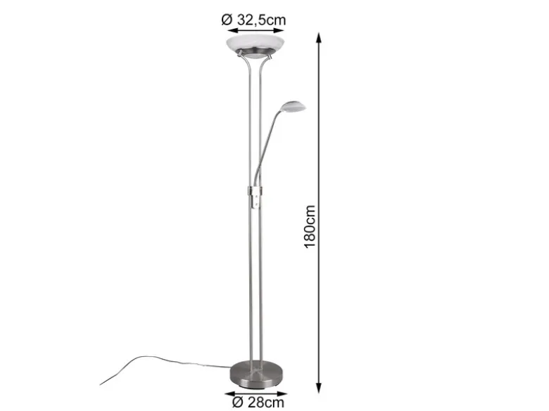 LED Deckenfluter ORSON Silber mit Leselicht, dimmbar flexibel - 180cm