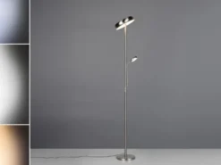 LED Deckenfluter PALERMO Höhe 183cm mit Leselampe und Fernbedienung, Silber