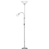 LED Deckenfluter Silber mit flexibler Leselampe, Höhe 180cm