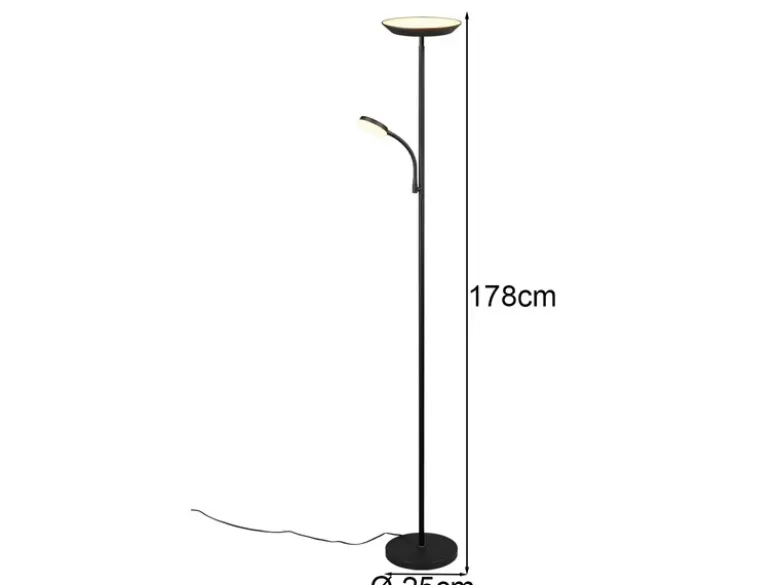 LED Deckenfluter SPECTER mit Leselampe, dimmbar & Lichtfarbe einstellbar, 178cm