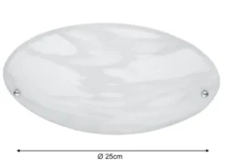 LED Deckenlampe mit Glas Lampenschirm Weiß Alabaster, Ø 25cm