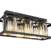 LED Deckenlampe mit Rauchglas Kristallen 3-flammig Metall Schwarz, Breite 51cm
