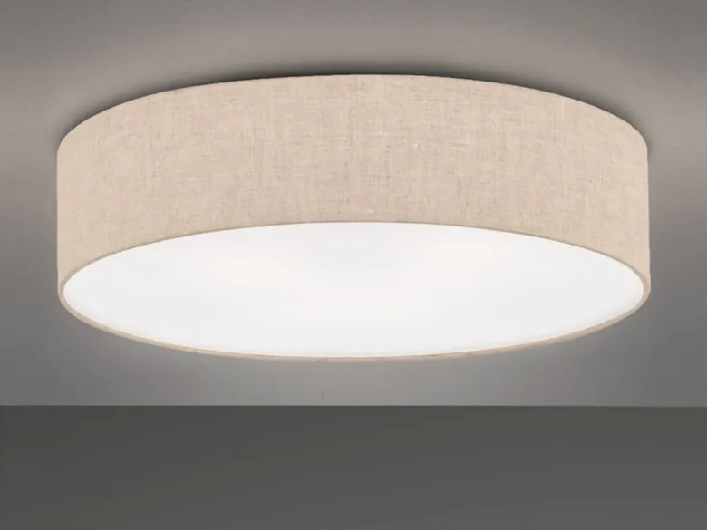 LED Deckenlampe rund groß mit Lampenschirm Leinen Beige, Ø 60cm