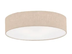 LED Deckenlampe rund groß mit Lampenschirm Leinen Beige, Ø 60cm