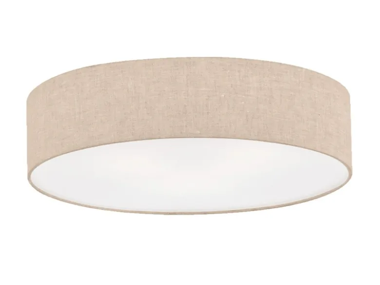 LED Deckenlampe rund groß mit Lampenschirm Leinen Beige, Ø 60cm
