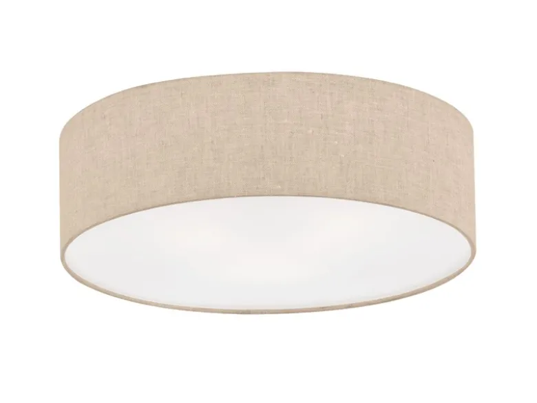 LED Deckenlampe rund mit Lampenschirm Leinen Beige, Ø 40cm