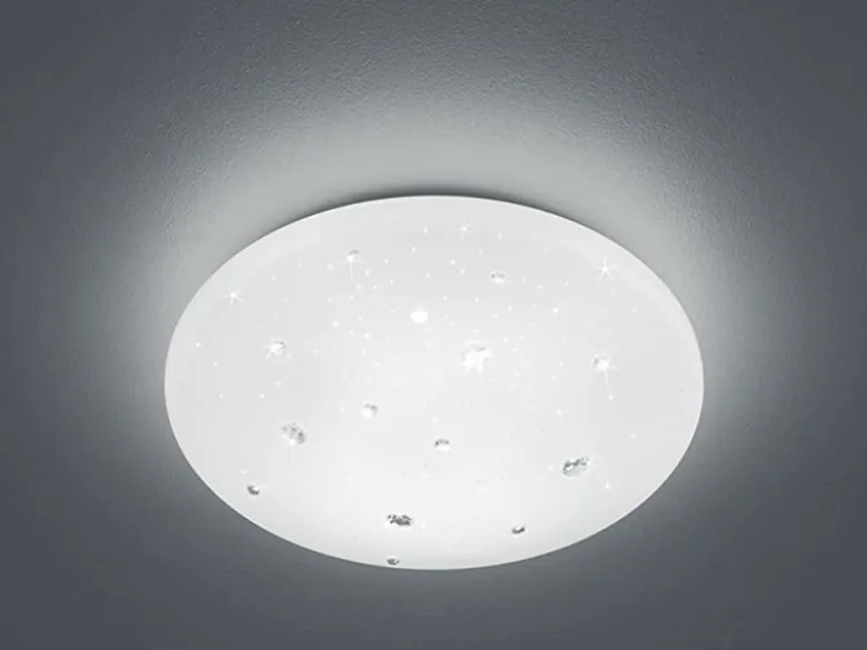 LED Deckenleuchte ACHAT mit Sternenhimmel Kunststoff Weiß, Ø 27cm