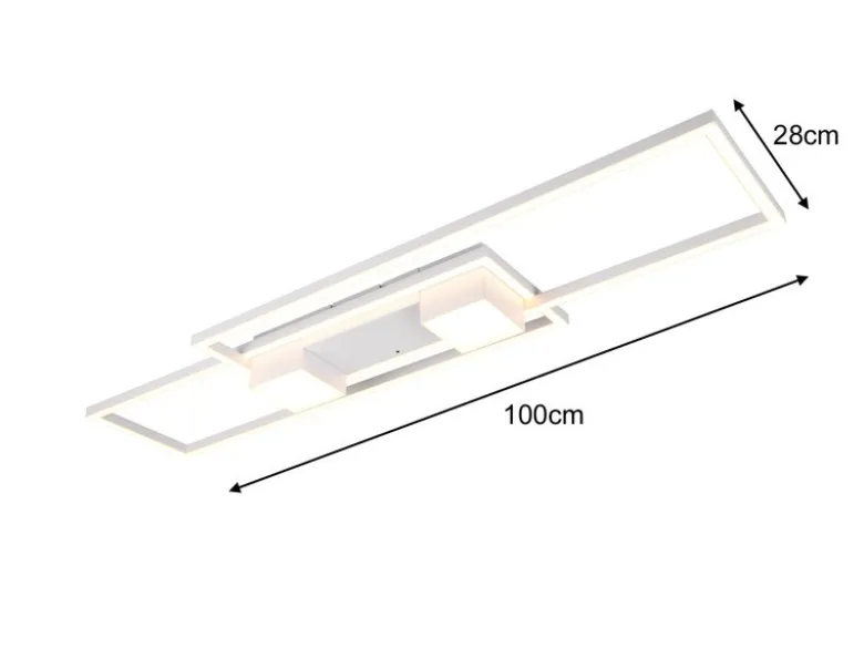 LED Deckenleuchte ALBANY Weiß mit Fernbedienung dimmbar, Breite 100cm