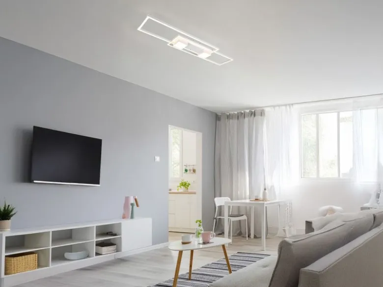 LED Deckenleuchte ALBANY Weiß mit Fernbedienung dimmbar, Breite 100cm