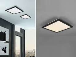 LED Deckenleuchte ALPHA Schwarz Panel eckig Ultra Slim, Quadrat 29cm