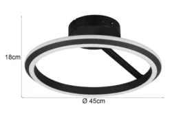 LED Deckenleuchte AMADOR Metall Schwarz, dimmbar & Lichtfarbe einstellbar Ø 45cm