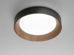 LED Deckenleuchte ARKA Schwarz mit Holzoptik & 3 Lichtfarben, Ø 40cm