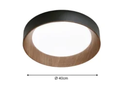 LED Deckenleuchte ARKA Schwarz mit Holzoptik & 3 Lichtfarben, Ø 40cm
