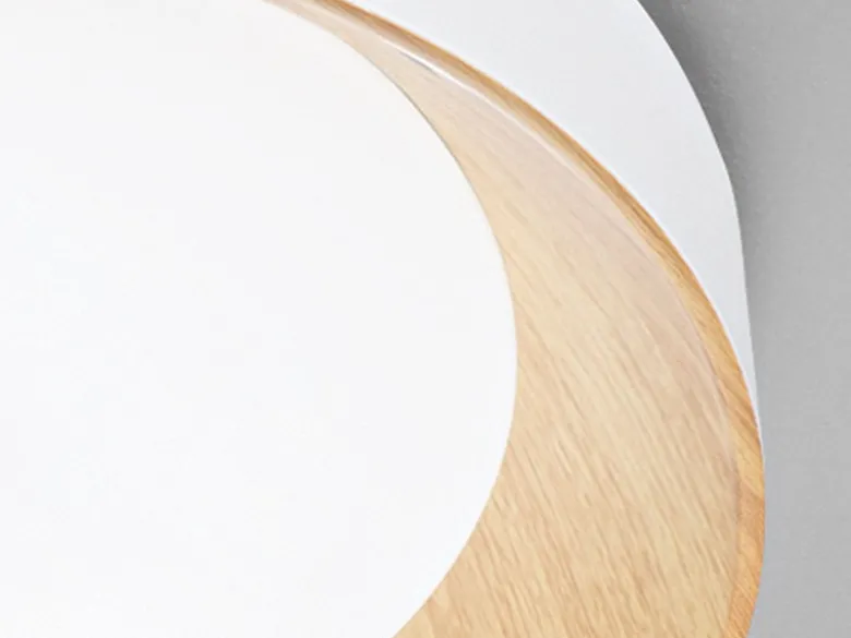 LED Deckenleuchte ARKA Weiß mit Holzoptik & 3 Lichtfarben, Ø 40cm