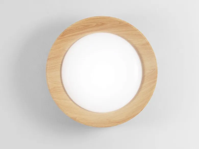 LED Deckenleuchte ARKA Weiß mit Holzoptik & 3 Lichtfarben, Ø 40cm