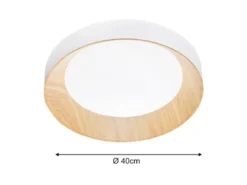 LED Deckenleuchte ARKA Weiß mit Holzoptik & 3 Lichtfarben, Ø 40cm