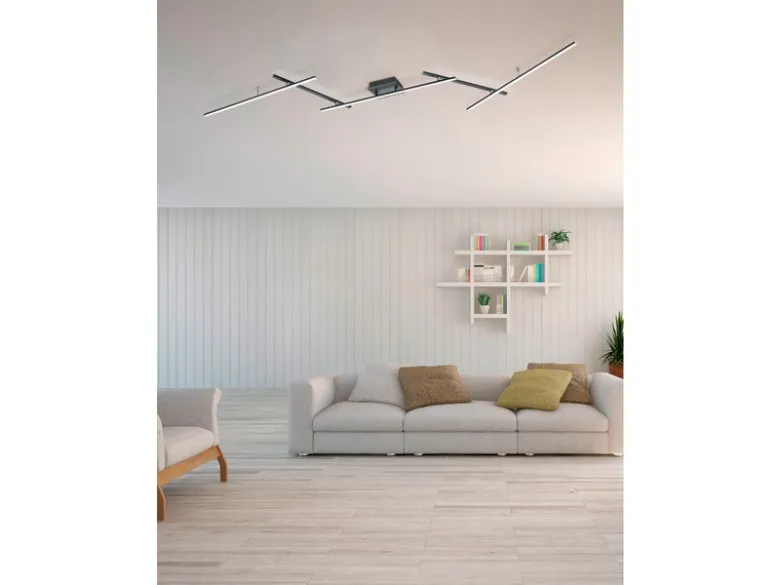 LED Deckenleuchte ARVIN Silber mit Fernbedienung & Farbwechsel, Breite 245cm