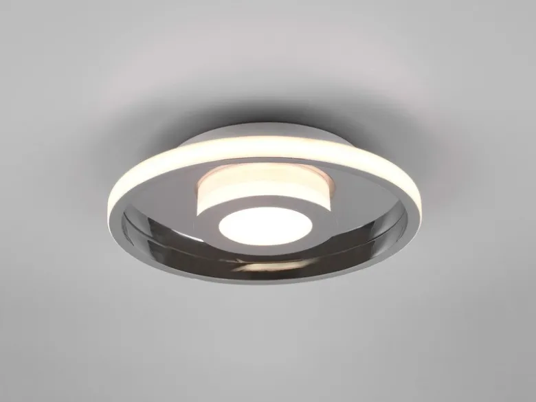 LED Deckenleuchte ASCARI rund Silber Chrom dimmbar IP44, Ø 30cm