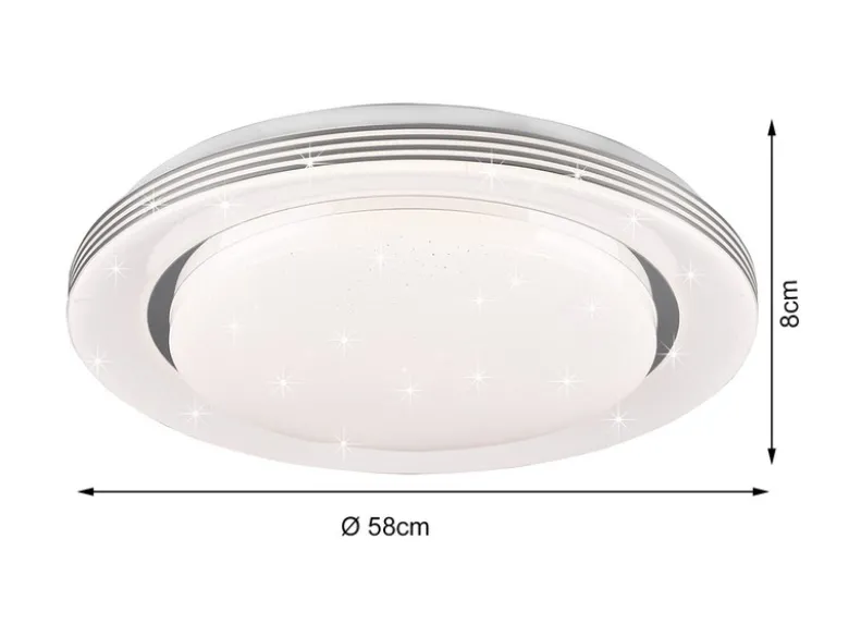 LED Deckenleuchte ATRIA Fernbedienung dimmbar Sternenhimmel Weiß, Ø 58cm