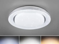 LED Deckenleuchte ATRIA Fernbedienung dimmbar Sternenhimmel Weiß, Ø 58cm